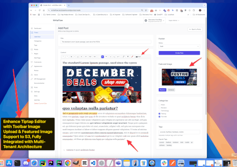 Improved Tiptap Editor and Auto Image Upload to S3